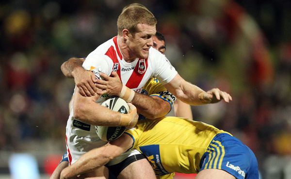 Ben Creagh of the Dragons is tackled during the round 12 NRL match between the St George Illawarra Dragons and the Parramatta Eels at WIN Jubilee Stadium. Ben Creagh of the Dragons is tackled during the round 12 NRL match between the St George Illawarra Dragons and the Parramatta Eels at WIN Jubilee Stadium.