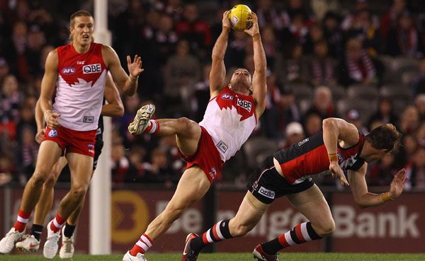 Ben McGlynn of the Swans takes a mark during the round nine AFL match between the St Kilda Saints and the Sydney Swans at Etihad Stadium. Ben McGlynn of the Swans takes a mark during the round nine AFL match between the St Kilda Saints and the Sydney Swans at Etihad Stadium.