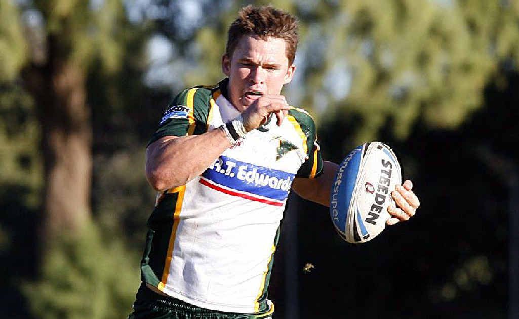 Ipswich Jets winger Jarrod McInally beats his man on the way to one of four tries in the Jets’ 42-30 win over Norths Devils on Saturday. Ipswich Jets winger Jarrod McInally beats his man on the way to one of four tries in the Jets’ 42-30 win over Norths Devils on Saturday.