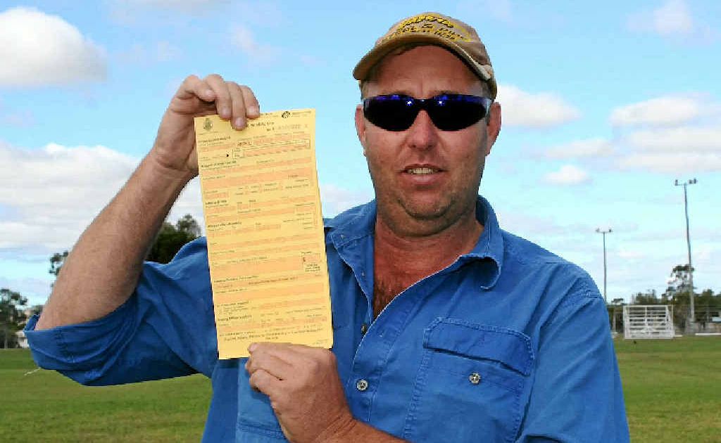 Gin Gin man Jamie Lavercrombe is upset he was fined $100 by police for peeing on the side of the road when he was more than 30km away from the nearest toilet. Gin Gin man Jamie Lavercrombe is upset he was fined $100 by police for peeing on the side of the road when he was more than 30km away from the nearest toilet.
