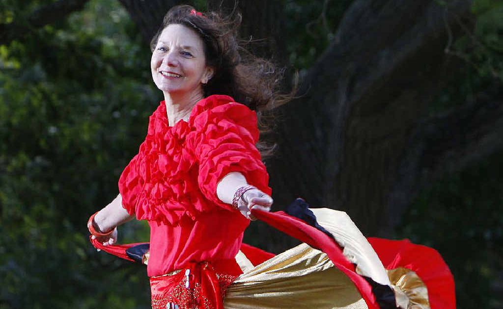 Hedy Keogh dresses up for the Gypsy Cafe to be hosted by the Ipswich Multicultural Projects tomorrow.