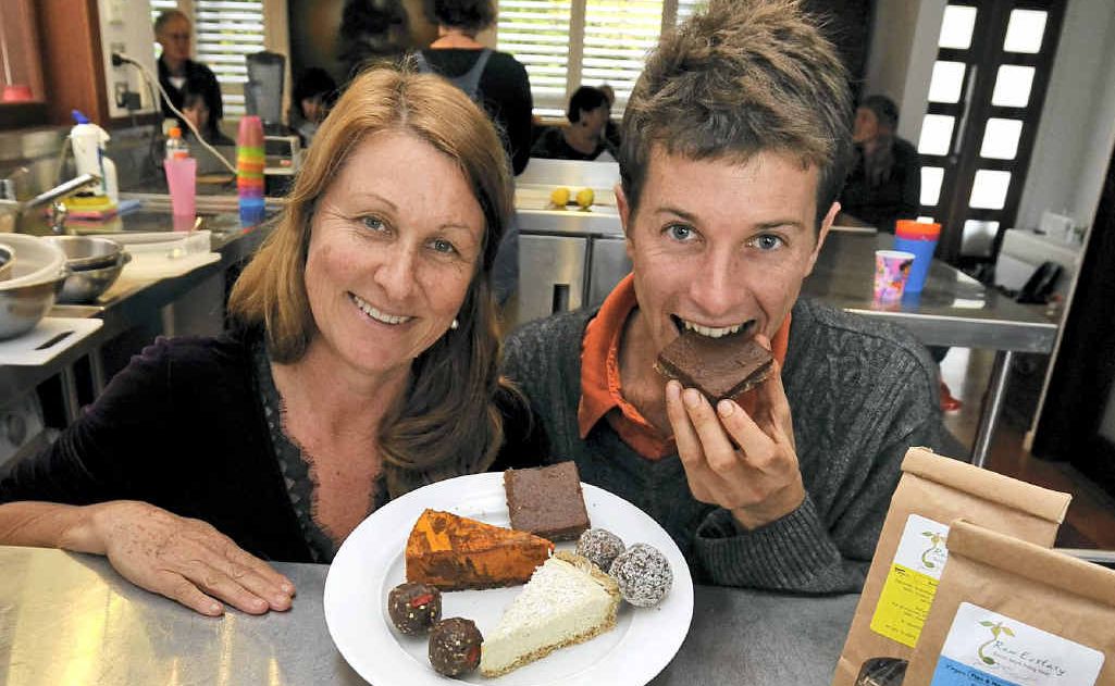 Dianne Horton and Nathan Hebbard from Raw Ecstasy with raw food products they produce. Dianne Horton and Nathan Hebbard from Raw Ecstasy with raw food products they produce.