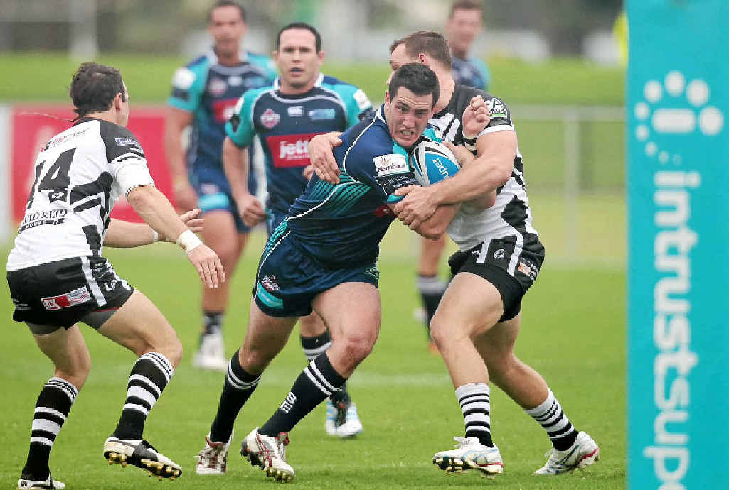 Sea Eagle Martin Cordwell heads for the tryline against Souths Logan in March this year.