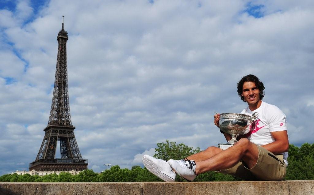 Rafael Nadal celebrates his seventh French Open title after beating Novak Djokovic in the men's singles final at Roland Garros in Paris. Rafael Nadal celebrates his seventh French Open title after beating Novak Djokovic in the men's singles final at Roland Garros in Paris.