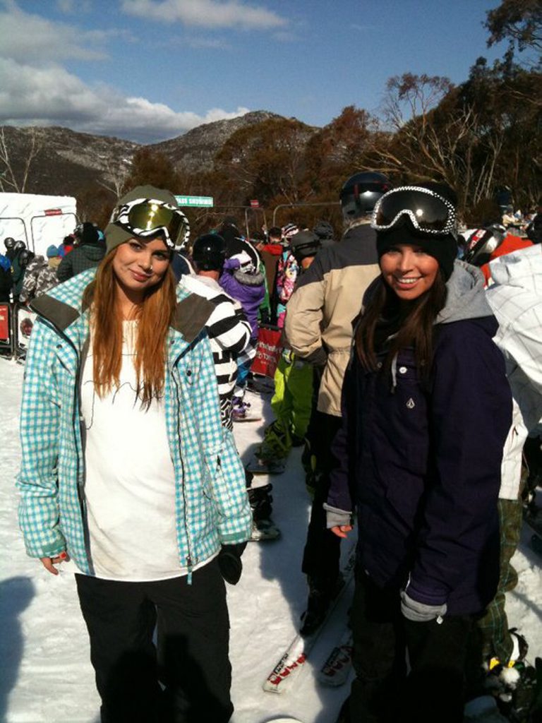 Tash Higham and friend Renee Partridge enjoying some time between the slopes at Thredbo. Tash Higham and friend Renee Partridge enjoying some time between the slopes at Thredbo.