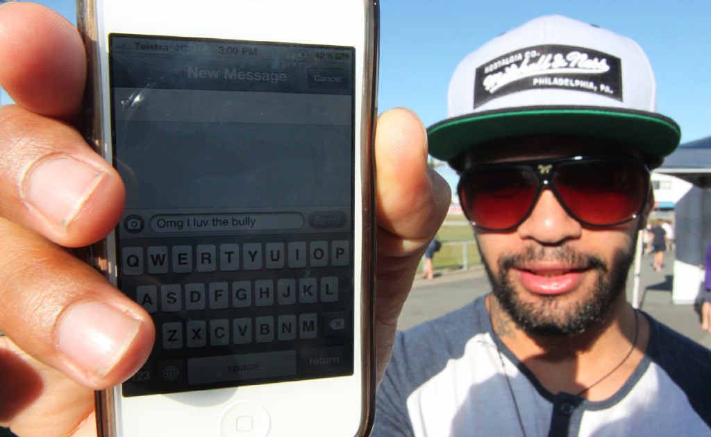 Kayan Davis doesn't worry about spelling when he is texting on his iPhone. Kayan Davis doesn't worry about spelling when he is texting on his iPhone.