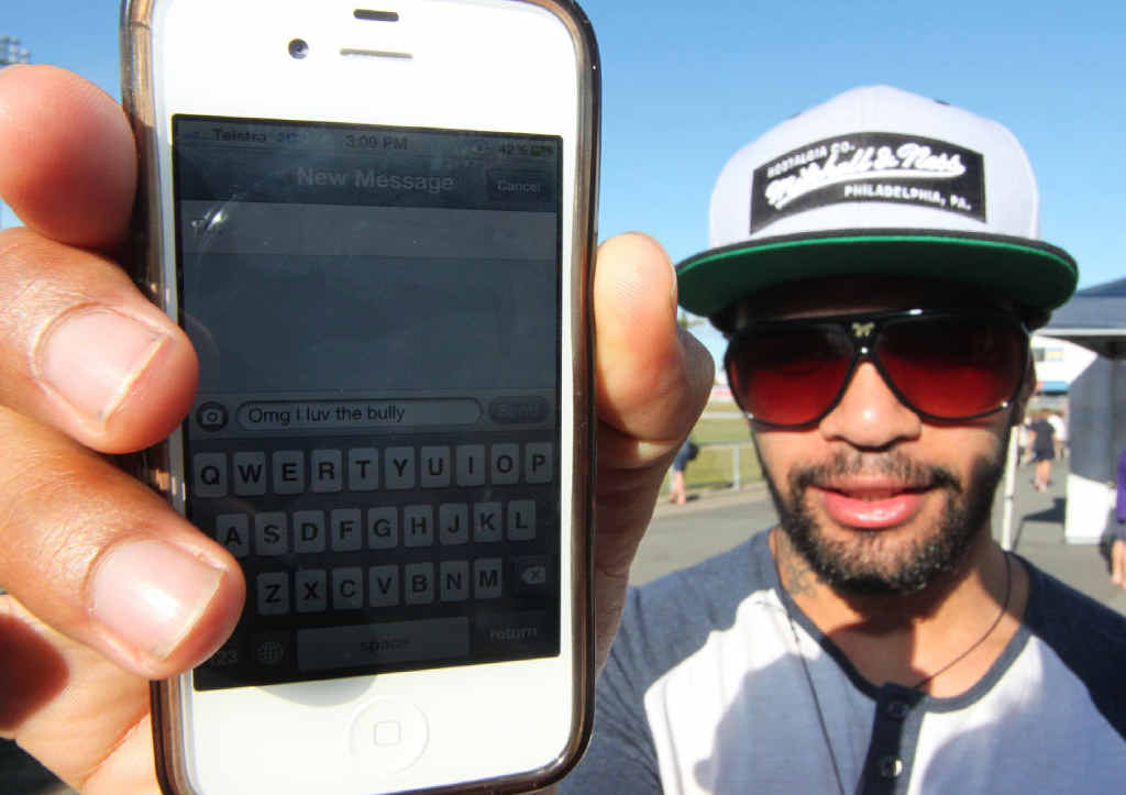 Kayan Davis doesn't worry about spelling when he is texting on his iPhone. Kayan Davis doesn't worry about spelling when he is texting on his iPhone.