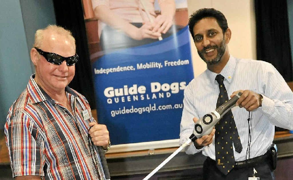 Bundaberg Blind and Vision Impaired Peoples Friendship Club president Graeme Raines checks out what’s on offer at the Mobility Expo with Guide Dogs Queensland rehabilitation services manager Bashir Ebrahim. Bundaberg Blind and Vision Impaired Peoples Friendship Club president Graeme Raines checks out what’s on offer at the Mobility Expo with Guide Dogs Queensland rehabilitation services manager Bashir Ebrahim.