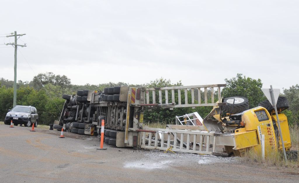 Truck roll over at the corner of Landing Road and Forest Road near Fisherman's Landing. Truck roll over at the corner of Landing Road and Forest Road near Fisherman's Landing.