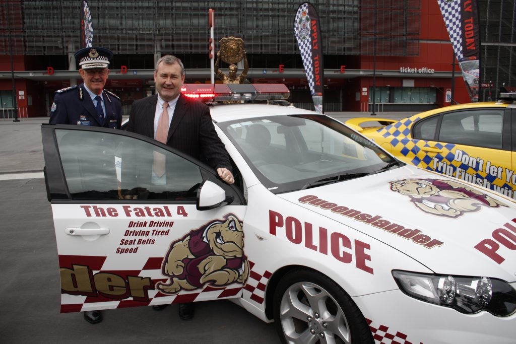 Police Commissioner Bob Atkinson and Police Minister Jack Dempsey launch the 2012 QPS State of Origin car at Suncorp Stadium. Police Commissioner Bob Atkinson and Police Minister Jack Dempsey launch the 2012 QPS State of Origin car at Suncorp Stadium.