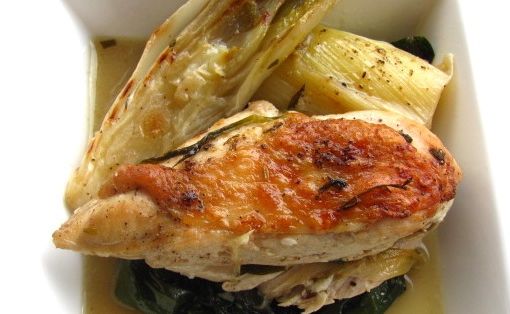 Chicken braised with tarragon, witlof and leeks Chicken braised with tarragon, witlof and leeks