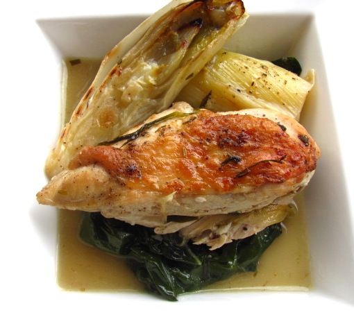 Chicken braised with tarragon, witlof and leeks Chicken braised with tarragon, witlof and leeks
