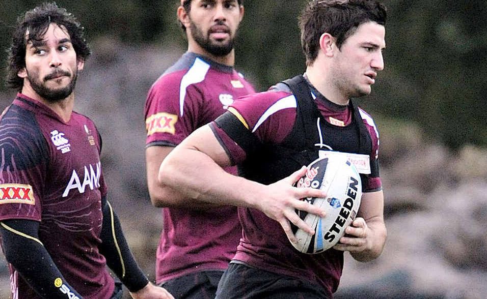Bribie Island's Matt Gillett runs the ball during a Queensland training session at the Palmer Coolum Resort. Bribie Island's Matt Gillett runs the ball during a Queensland training session at the Palmer Coolum Resort.