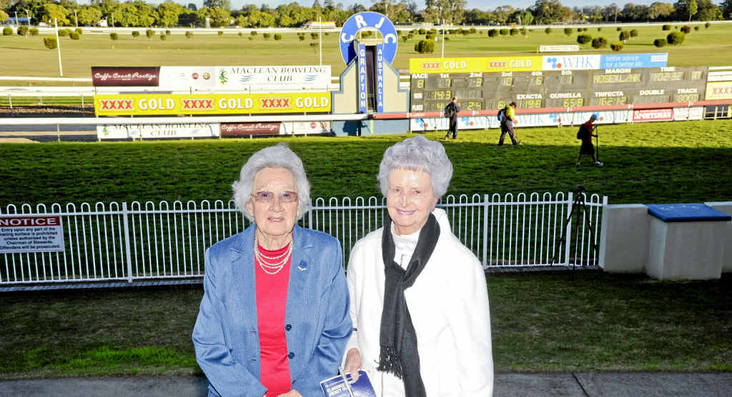 Marie Connolly and Claire Henry look over the finish line at the Grafton Racecourse. Marie Connolly and Claire Henry look over the finish line at the Grafton Racecourse.