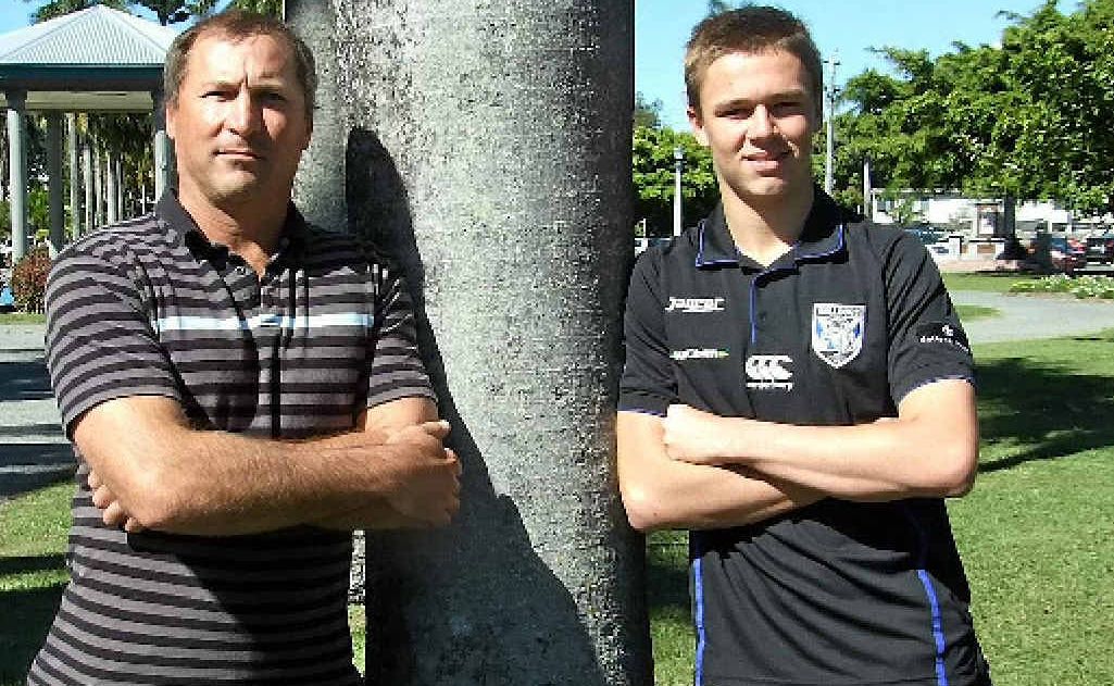 Dad Brett and son Kyle Krisanski-Kennedy who has signed a three-year deal with the Bulldogs. Dad Brett and son Kyle Krisanski-Kennedy who has signed a three-year deal with the Bulldogs.