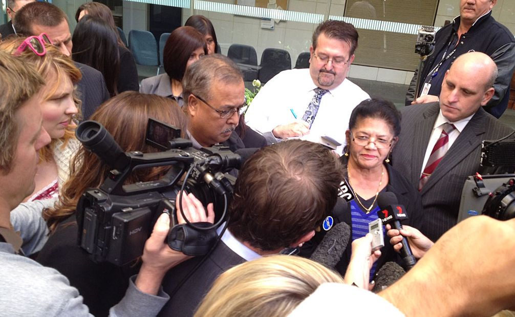 Vijay and Shirley Singh flanked by waiting media outside court after Max Sica was sentenced to a minimum of 35 years jail for the murder of their three children. Vijay and Shirley Singh flanked by waiting media outside court after Max Sica was sentenced to a minimum of 35 years jail for the murder of their three children.