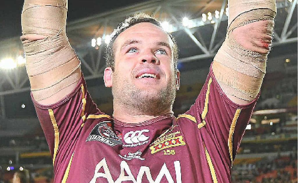 Non-stop forward Nate Myles raises the State of Origin trophy after the Maroons won the 2012 series decider 21-20 against New South Wales on Wednesday night. Non-stop forward Nate Myles raises the State of Origin trophy after the Maroons won the 2012 series decider 21-20 against New South Wales on Wednesday night.
