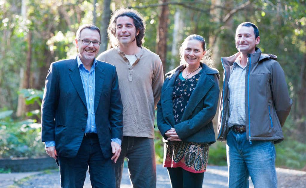 Greens NSW MP Dr John Kaye with Greens candidate Craig Christie, mayoral candidate for Coffs Harbour City Council Dr Sally Townley and Cr Mark Graham. ROB WRIGHT Greens NSW MP Dr John Kaye with Greens candidate Craig Christie, mayoral candidate for Coffs Harbour City Council Dr Sally Townley and Cr Mark Graham. ROB WRIGHT