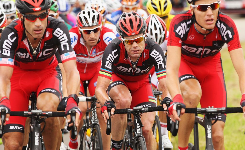 2011 Tour de France winner Cadel Evans (pictured centre) punctured three times in less than a kilometre. 2011 Tour de France winner Cadel Evans (pictured centre) punctured three times in less than a kilometre.