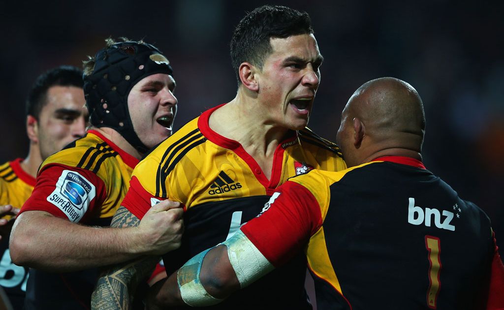 Sonny Bill Williams of the Chiefs celebrates after scoring a try during the round 17 Super Rugby match between the Chiefs and the Crusaders Sonny Bill Williams of the Chiefs celebrates after scoring a try during the round 17 Super Rugby match between the Chiefs and the Crusaders