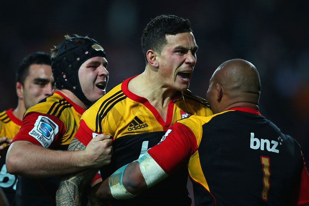 Sonny Bill Williams of the Chiefs celebrates after scoring a try during the round 17 Super Rugby match between the Chiefs and the Crusaders Sonny Bill Williams of the Chiefs celebrates after scoring a try during the round 17 Super Rugby match between the Chiefs and the Crusaders