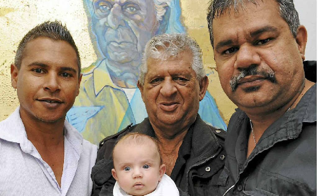 Everett Johnson, Mervyn Johnson, Tokoko Watson and Melvin Johnson admire the painting of their ancestor George Johnson hanging at the Bundaberg Regional Art Gallery during NAIDOC Week. Everett Johnson, Mervyn Johnson, Tokoko Watson and Melvin Johnson admire the painting of their ancestor George Johnson hanging at the Bundaberg Regional Art Gallery during NAIDOC Week.