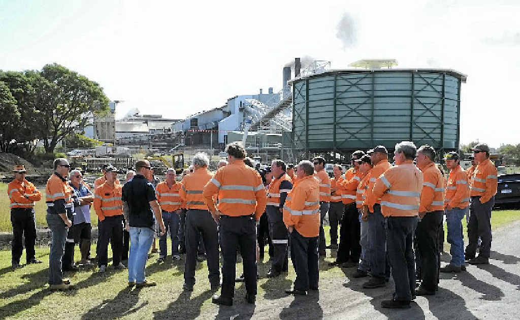 Workers meeting with union representatives, who say Bundaberg Sugar’s offer is unacceptable. Workers meeting with union representatives, who say Bundaberg Sugar’s offer is unacceptable.
