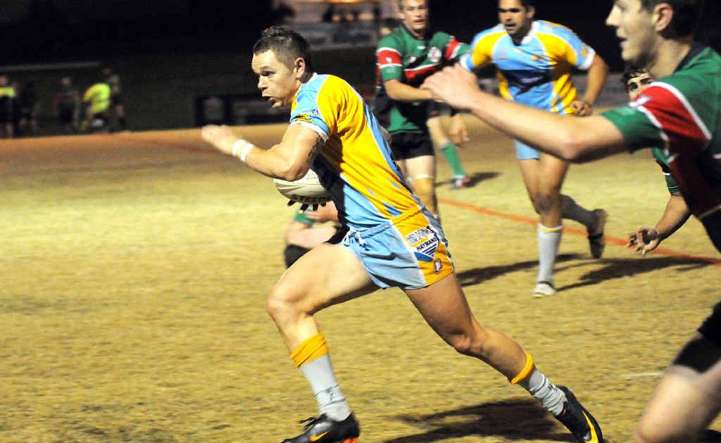 Devils’ centre Danny McMah hits a hole on against Nambour on Saturday night Devils’ centre Danny McMah hits a hole on against Nambour on Saturday night