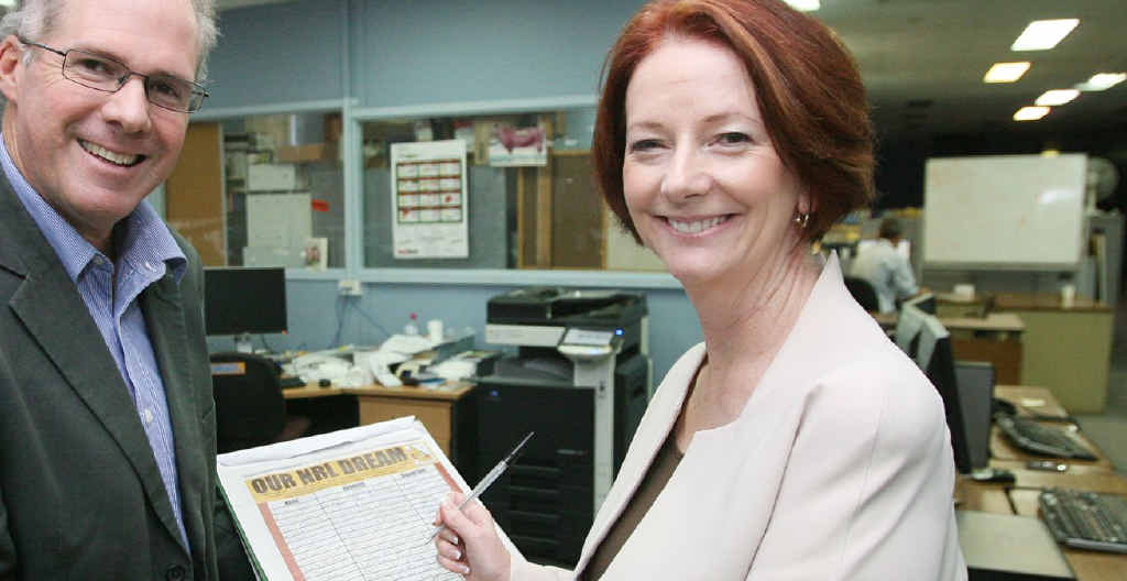 Prime Minister Julia Gillard after she signed the CQ NRL Bid petition in Rockhampton yesterday. Prime Minister Julia Gillard after she signed the CQ NRL Bid petition in Rockhampton yesterday.
