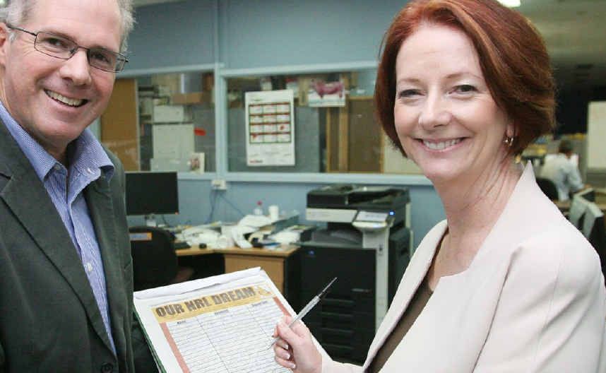 Prime Minister Julia Gillard after she signed the CQ NRL Bid petition in Rockhampton yesterday. Prime Minister Julia Gillard after she signed the CQ NRL Bid petition in Rockhampton yesterday.