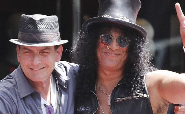 Charlie Sheen and Slash at the Hollywood Walk of Fame ceremony. Charlie Sheen and Slash at the Hollywood Walk of Fame ceremony.
