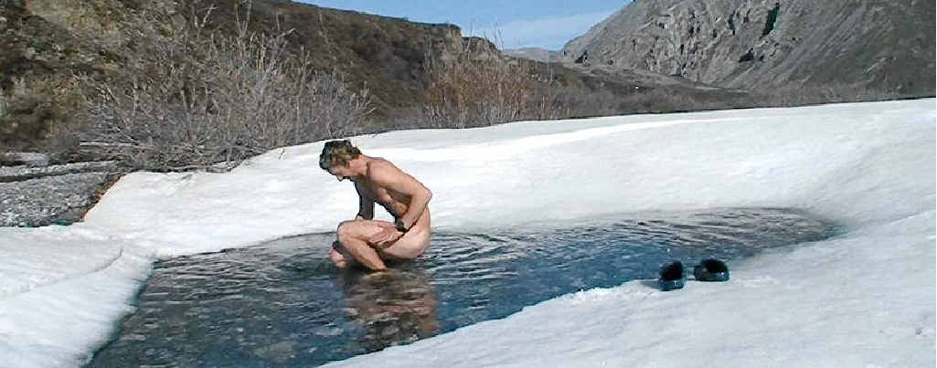 John Cantor braves the cold to bathe in Alaska. John Cantor braves the cold to bathe in Alaska.