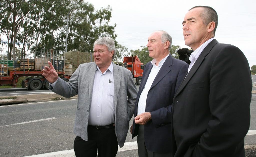 Ken O'Dowd, National Party leader Warren Truss and Shadow Parliamentary Secretary for Roads and Regional Transport, Darren Chester on the outskirts of Rockhampton during a fact finding trip along the full length of the Bruce Highway. Ken O'Dowd, National Party leader Warren Truss and Shadow Parliamentary Secretary for Roads and Regional Transport, Darren Chester on the outskirts of Rockhampton during a fact finding trip along the full length of the Bruce Highway.