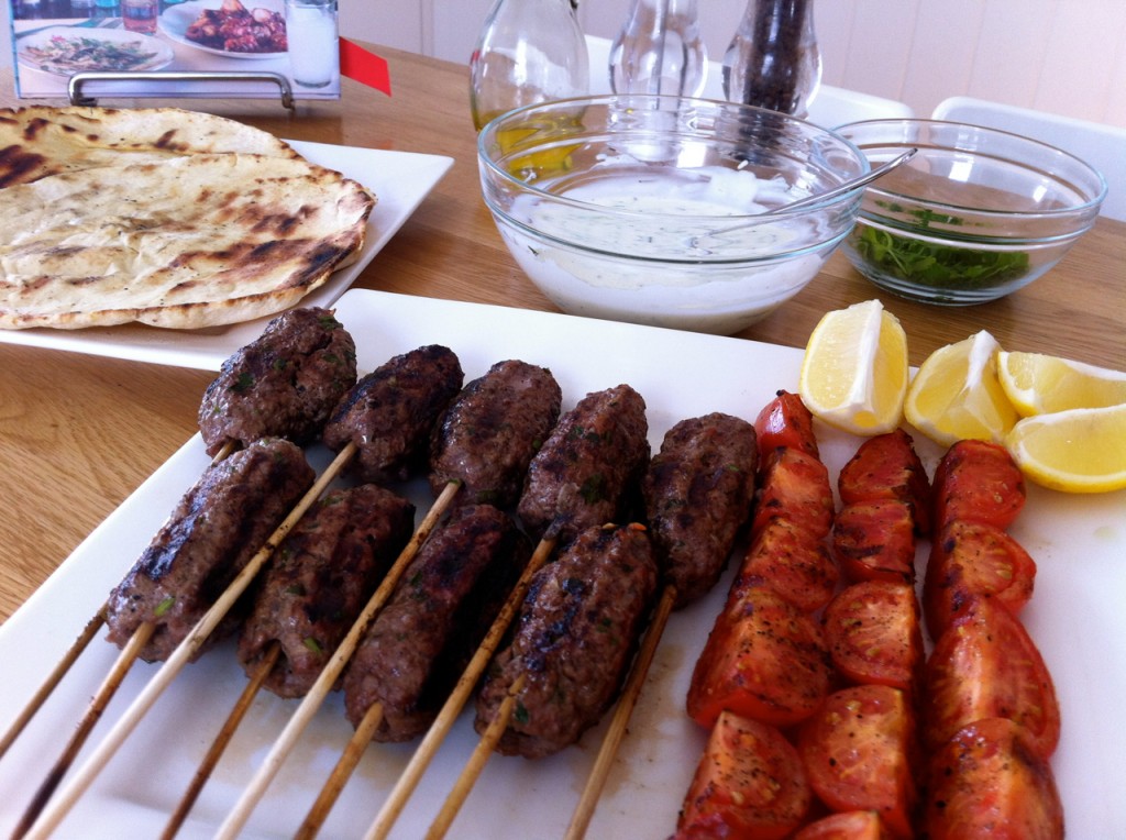 Miss Foodie's traditional Greek kebabs with tzatziki.
Miss Foodie's traditional Greek kebabs with tzatziki.