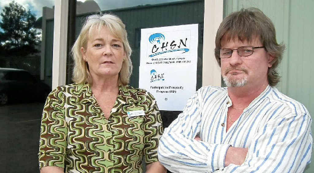 Case manager Lee Prince and unemployed Gympie resident Shane Taylor are devastated the local program funded by the Skilling Queenslanders for Work initiative has been axed. Case manager Lee Prince and unemployed Gympie resident Shane Taylor are devastated the local program funded by the Skilling Queenslanders for Work initiative has been axed.