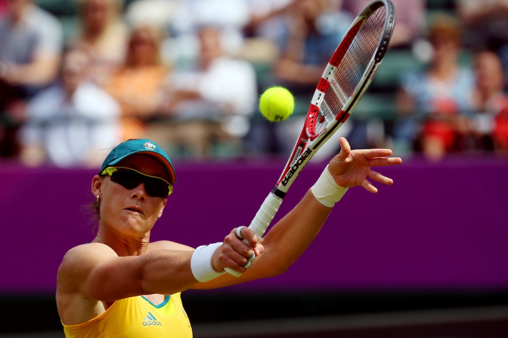 Sam Stosur has been bundled out in the first round at the London Olympics. Sam Stosur has been bundled out in the first round at the London Olympics.