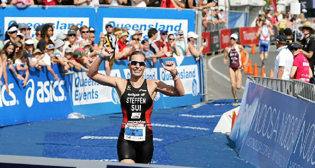 Caroline Steffen, pictured winning the Noosa Triathlon in 2010, claimed the World Long Distance Championship in Spain. Caroline Steffen, pictured winning the Noosa Triathlon in 2010, claimed the World Long Distance Championship in Spain.
