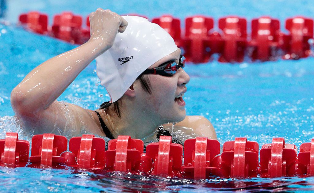 Shiwen Ye of China celebrates after she set a world record to win the Final of the Women's 400m Individual Medley on Day One of the London 2012 Olympic Games at the Aquatics Centre on July 28, 2012 in London, England. Shiwen Ye of China celebrates after she set a world record to win the Final of the Women's 400m Individual Medley on Day One of the London 2012 Olympic Games at the Aquatics Centre on July 28, 2012 in London, England.