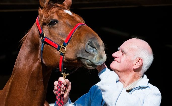 Coffs horse trainer Trevor Hardy with race hopeful Save A Buck. Coffs horse trainer Trevor Hardy with race hopeful Save A Buck.