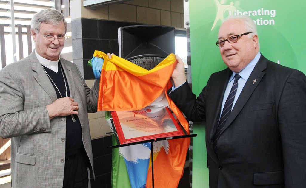 Most Reverend Brian Finnigan and Brother Paul Oakley officially open the Gympie Flexible Learning Centre before a big crowd. Most Reverend Brian Finnigan and Brother Paul Oakley officially open the Gympie Flexible Learning Centre before a big crowd.