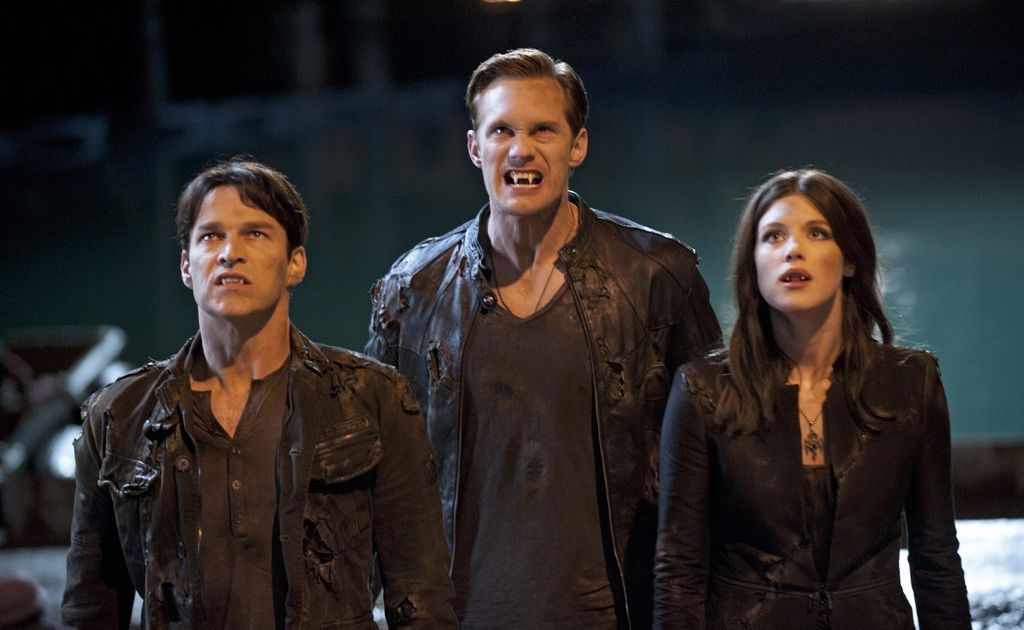 From left, Stephen Moyer, Alexander Skarsgard and Lucy Griffiths in a scene from the fifth series of TV series True Blood. From left, Stephen Moyer, Alexander Skarsgard and Lucy Griffiths in a scene from the fifth series of TV series True Blood.