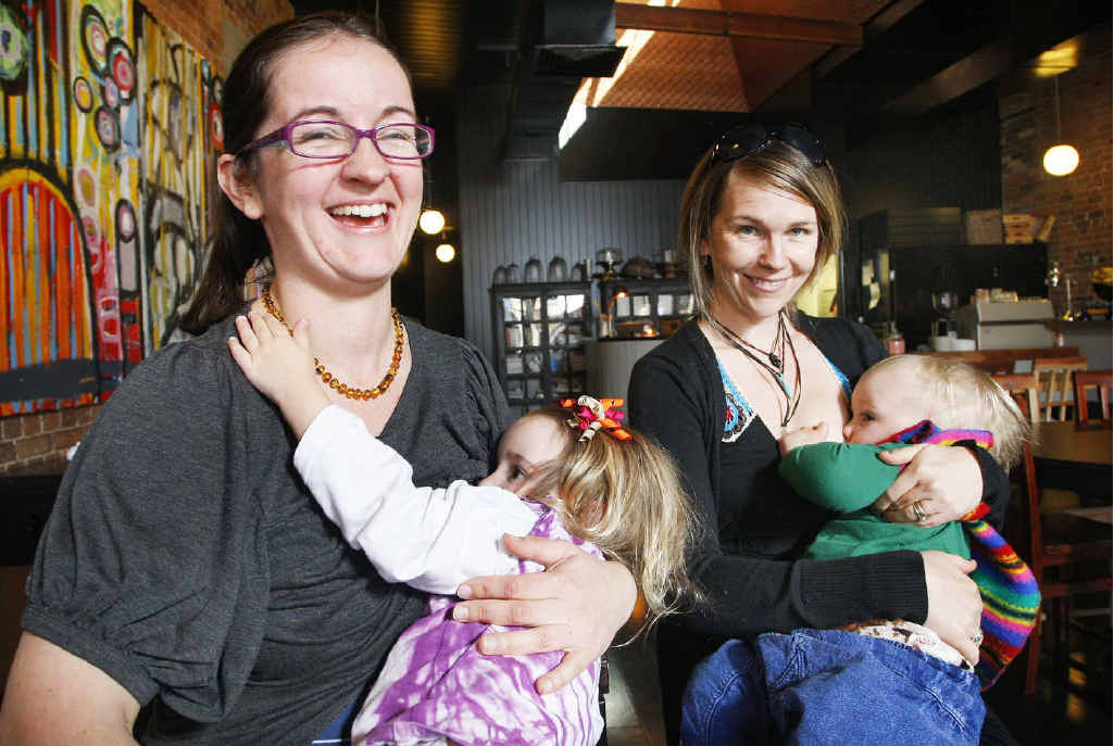 Ipswich mums attempt to break the breastfeeding world record at fourthchild. Pictured from left, Rachel Ballard with her daughter Kendra, 2, and Leonie Lammond with her son Luka, 16 months. Ipswich mums attempt to break the breastfeeding world record at fourthchild. Pictured from left, Rachel Ballard with her daughter Kendra, 2, and Leonie Lammond with her son Luka, 16 months.