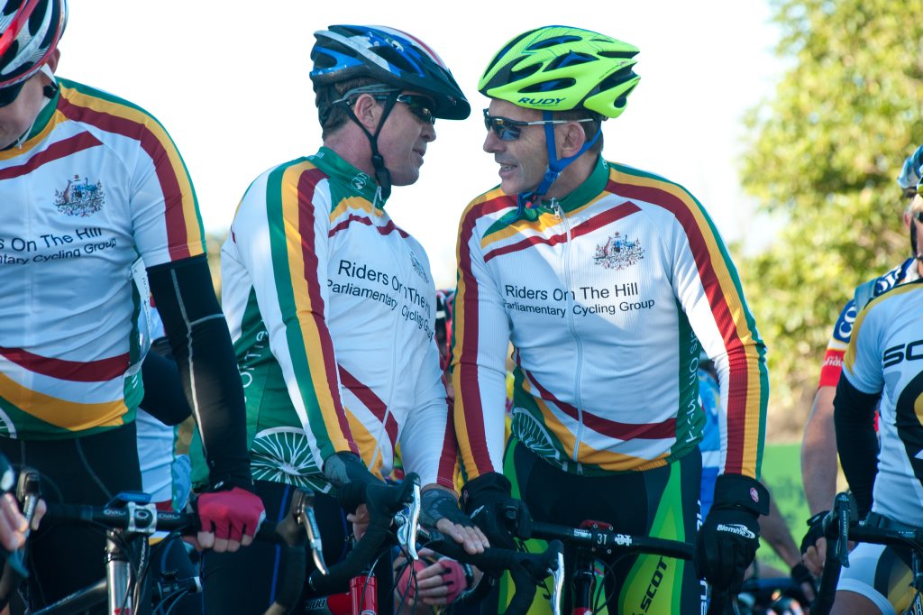 Cowper MP Luke Hartsuyker and Opposition Leader Tony Abbott have a quiet chat prior to starting in the 2012 Coffs Coast Cycle Challenge. Photo: Rob Wright / Coffs Coast Advocate Cowper MP Luke Hartsuyker and Opposition Leader Tony Abbott have a quiet chat prior to starting in the 2012 Coffs Coast Cycle Challenge. Photo: Rob Wright / Coffs Coast Advocate