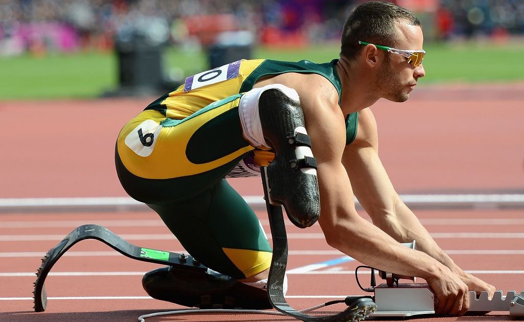 Oscar Pistorius of South Africa prepares for his race in the Men's 400m Round 1 heat on Day 8 of the 2012 London Olympic Games. Oscar Pistorius of South Africa prepares for his race in the Men's 400m Round 1 heat on Day 8 of the 2012 London Olympic Games.