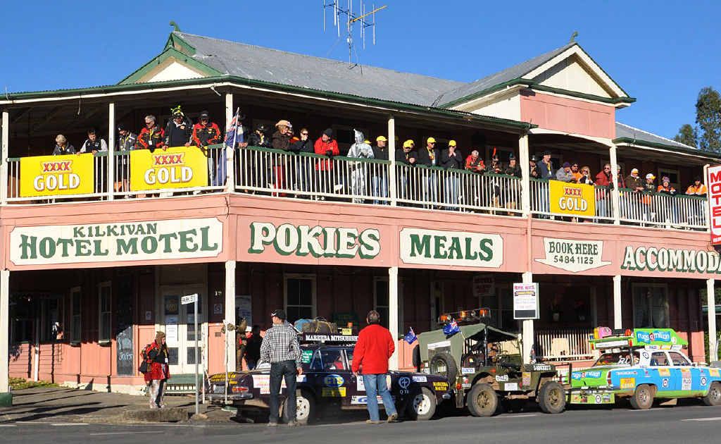 Variety Bash teams called in to the Kilkivan pub to pay a visit to Variety supporters Fred and Sandy Brophy and present educational equipment to a Kilkivan State School student. Variety Bash teams called in to the Kilkivan pub to pay a visit to Variety supporters Fred and Sandy Brophy and present educational equipment to a Kilkivan State School student.