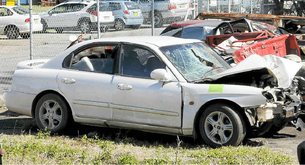 The Hyundai Sonata sedan involved in the fatal crash in Ballina early yesterday morning. The Hyundai Sonata sedan involved in the fatal crash in Ballina early yesterday morning.