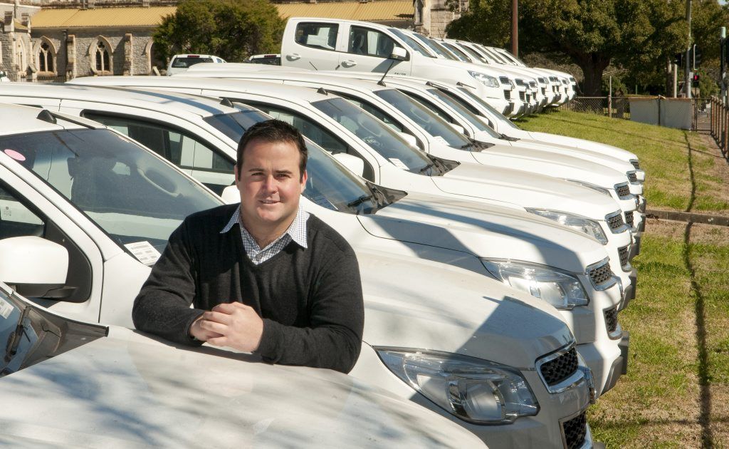 Ross Crampton Assistant General Manager Toowoomba Holden with huge stock of commercial vehicles. Ross Crampton Assistant General Manager Toowoomba Holden with huge stock of commercial vehicles.