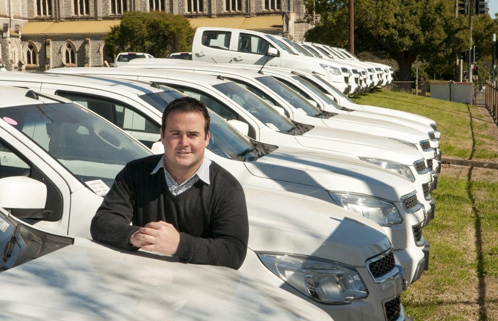 Ross Crampton Assistant General Manager Toowoomba Holden with huge stock of commercial vehicles. Ross Crampton Assistant General Manager Toowoomba Holden with huge stock of commercial vehicles.