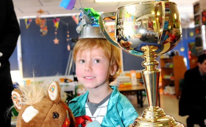David Avard with the Melbourne Cup. David Avard with the Melbourne Cup.