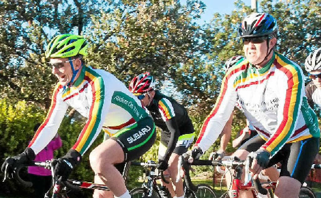 Tony Abbott and Cowper MP Luke Hartsuyker riding in Sunday’s Coffs Coast Cycle Challenge. Tony Abbott and Cowper MP Luke Hartsuyker riding in Sunday’s Coffs Coast Cycle Challenge.